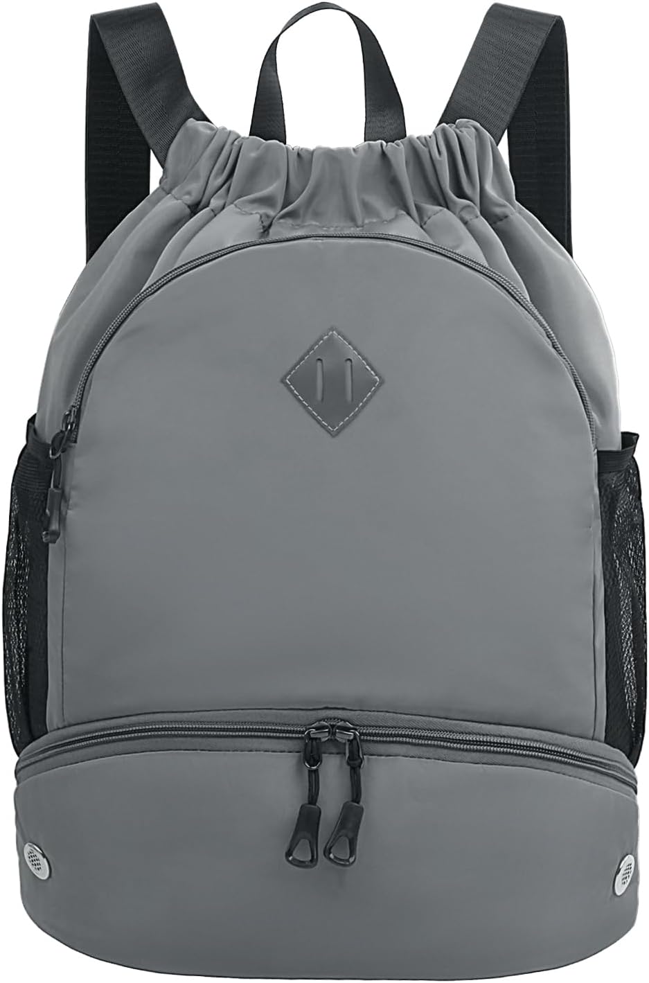 Drawstring Backpack Gym Backpack with Shoe Compartment for Men Women String Sports Bag with Wet Pocket Cinch Swim Beach Bag, Large Purple