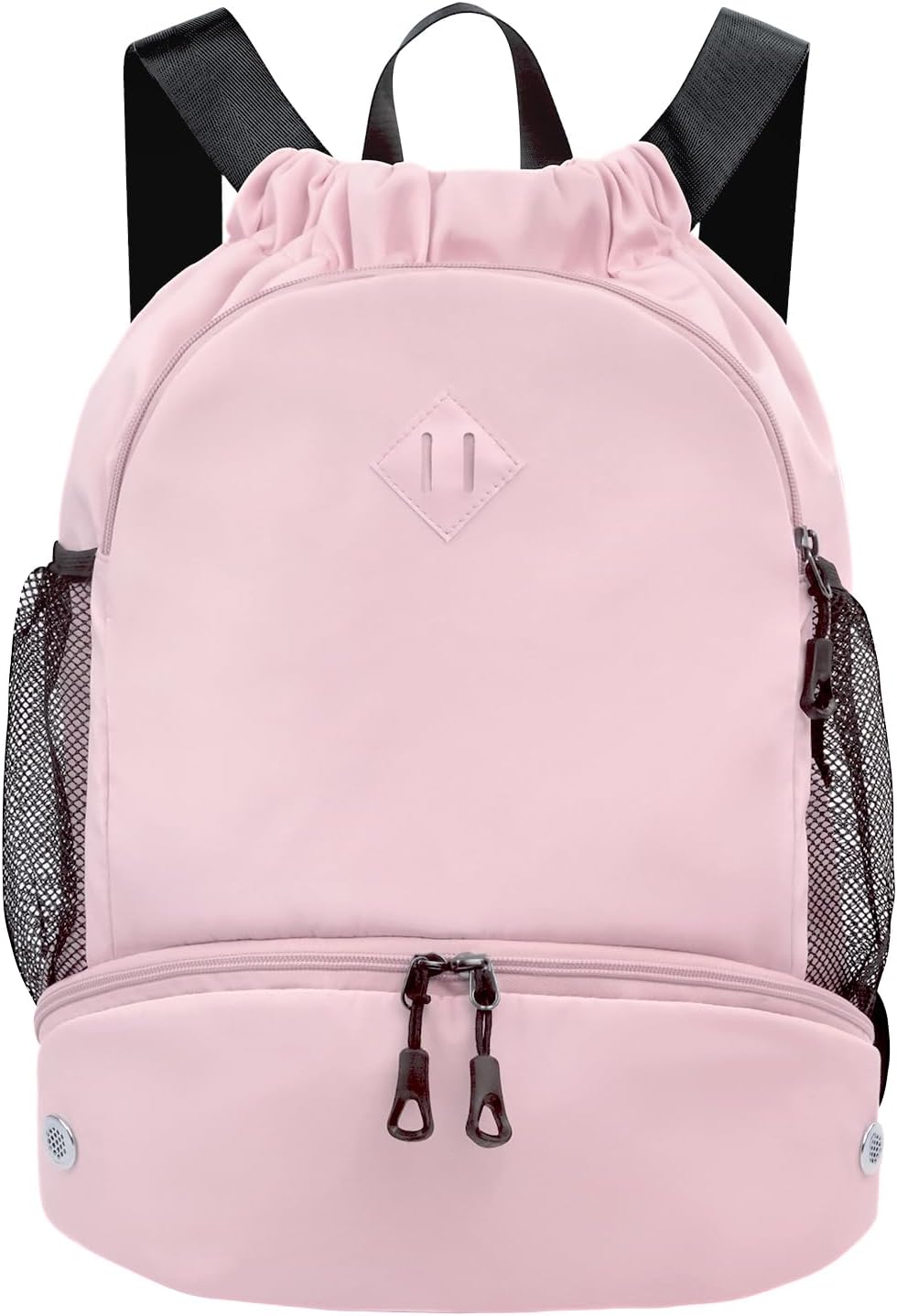 Drawstring Backpack Gym Backpack with Shoe Compartment for Men Women String Sports Bag with Wet Pocket Cinch Swim Beach Bag, Large Purple