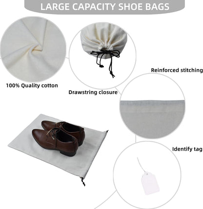 4 Pack Shoe Bags for Travel Flannel Single Shoe Pouch with Drawstring for Men Women Travel Protecting Storing Shoes