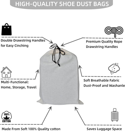 4 Pack Shoe Bags for Travel Flannel Single Shoe Pouch with Drawstring for Men Women Travel Protecting Storing Shoes