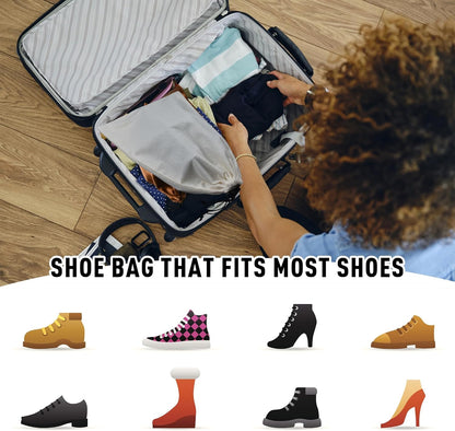 4 Pack Shoe Bags for Travel Flannel Single Shoe Pouch with Drawstring for Men Women Travel Protecting Storing Shoes