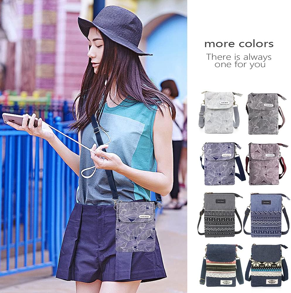 Roomy Cell Phone Purse Wallet Canvas Small Crossbody Purse Bags with Shoulder Strap For Women teen girlsl | Roomy
