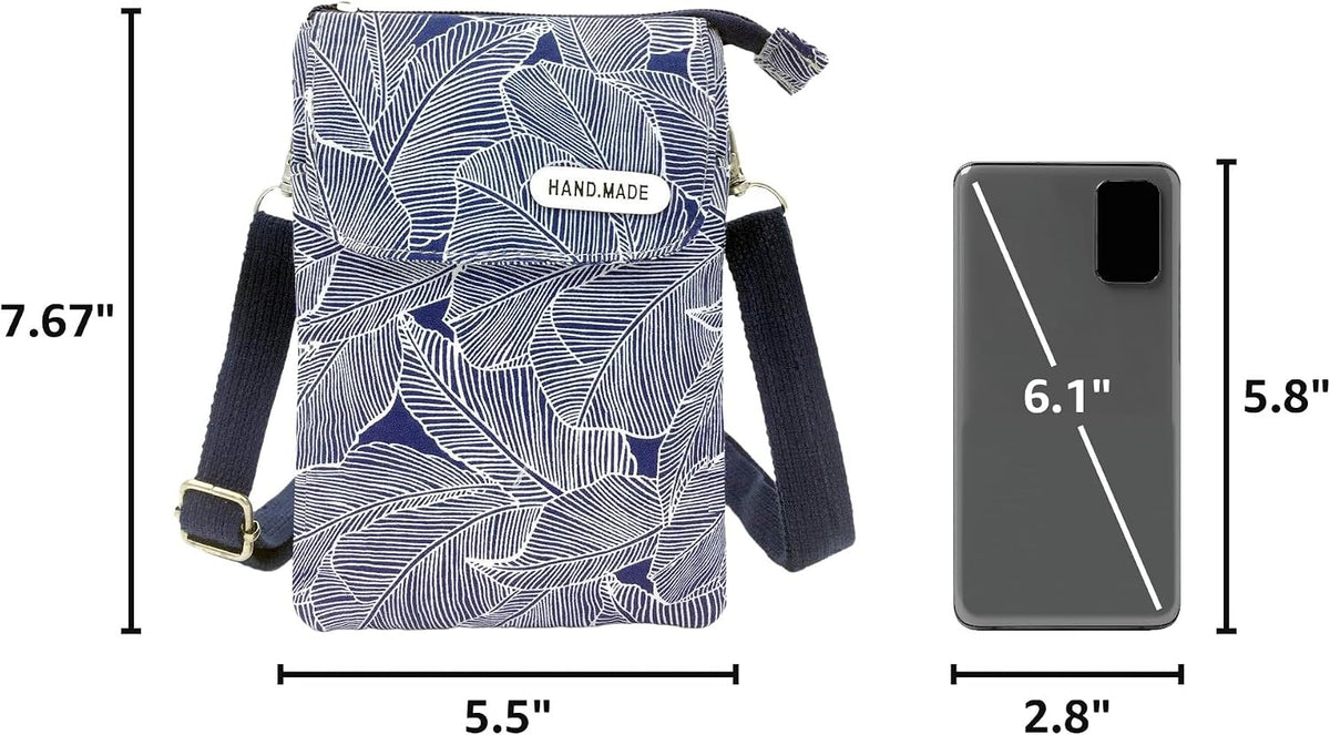 Roomy Cell Phone Purse Wallet Canvas Small Crossbody Purse Bags with Shoulder Strap For Women teen girlsl | Roomy