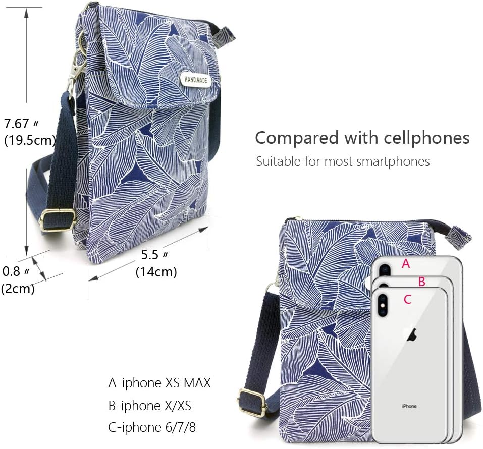 Roomy Cell Phone Purse Wallet Canvas Small Crossbody Purse Bags with Shoulder Strap For Women teen girlsl | Roomy