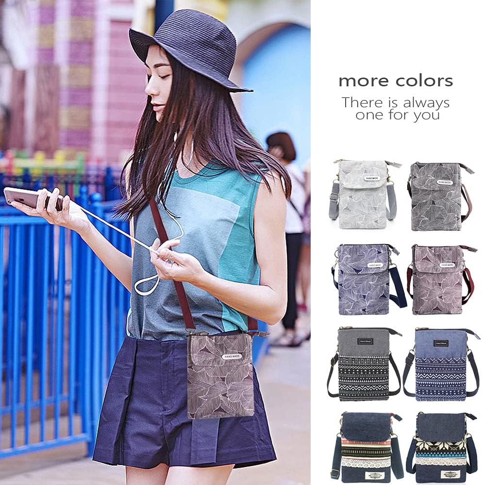 Roomy Cell Phone Purse Wallet Canvas Small Crossbody Purse Bags with Shoulder Strap For Women teen girlsl | Roomy