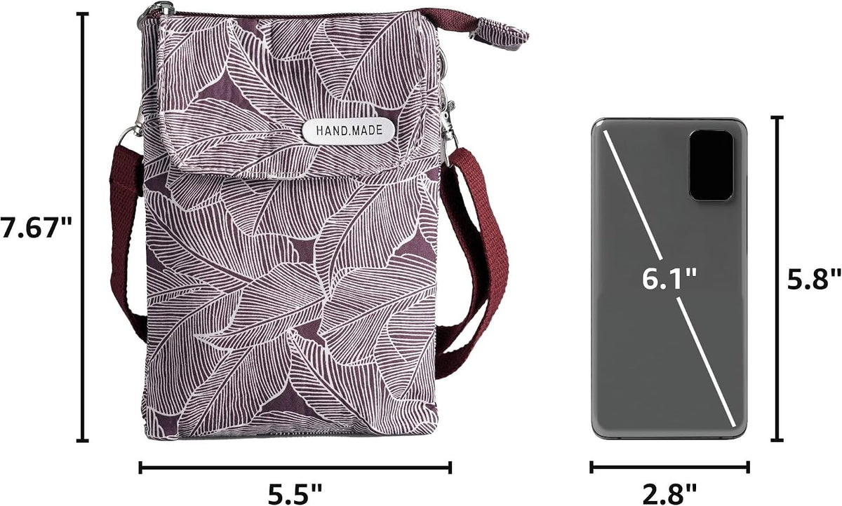 Roomy Cell Phone Purse Wallet Canvas Small Crossbody Purse Bags with Shoulder Strap For Women teen girlsl | Roomy