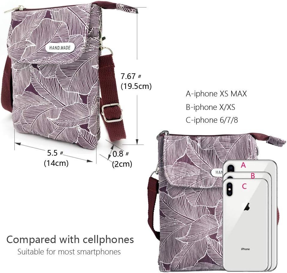 Roomy Cell Phone Purse Wallet Canvas Small Crossbody Purse Bags with Shoulder Strap For Women teen girlsl | Roomy
