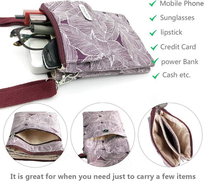 Roomy Cell Phone Purse Wallet Canvas Small Crossbody Purse Bags with Shoulder Strap For Women teen girlsl | Roomy