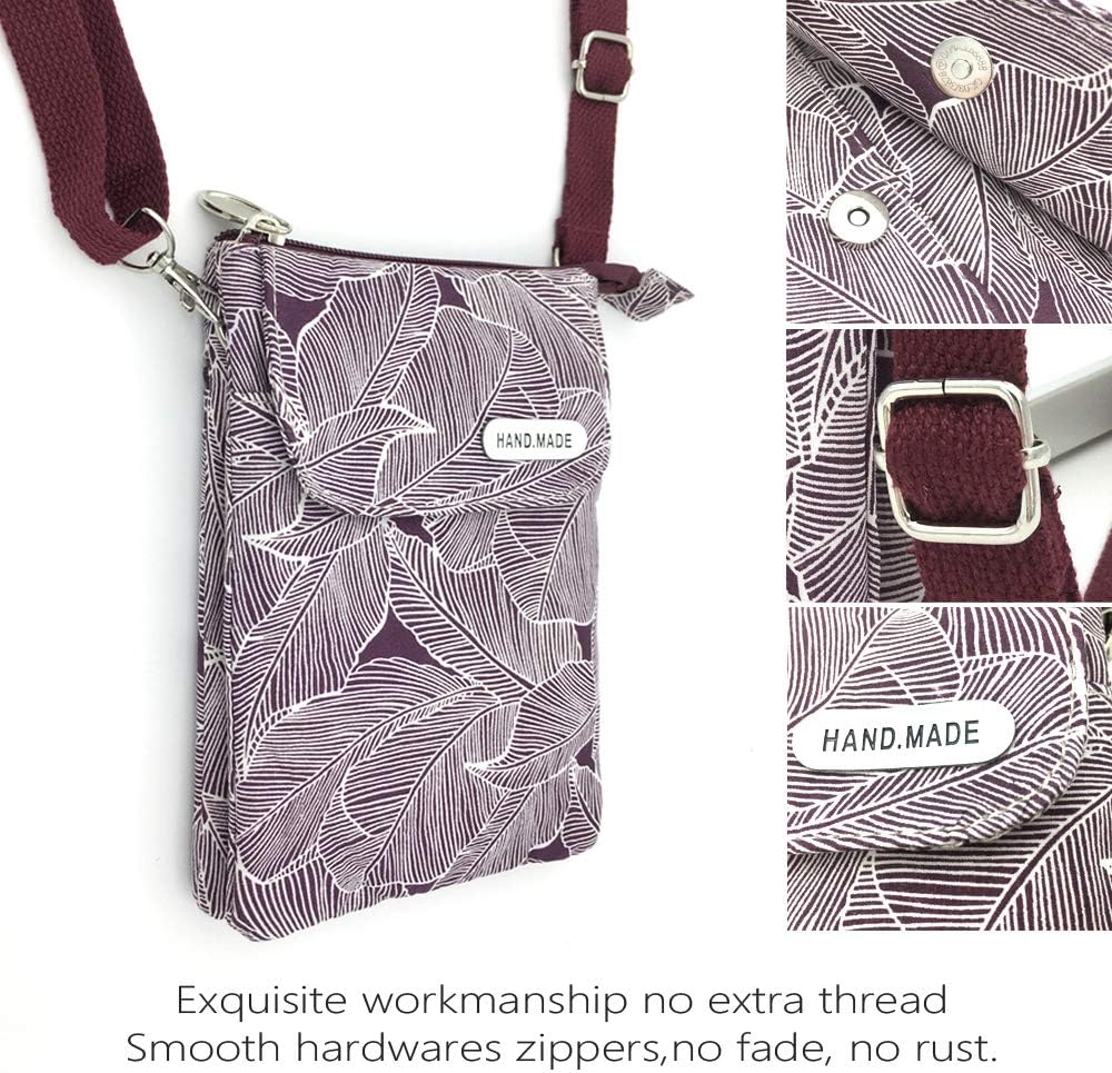 Roomy Cell Phone Purse Wallet Canvas Small Crossbody Purse Bags with Shoulder Strap For Women teen girlsl | Roomy