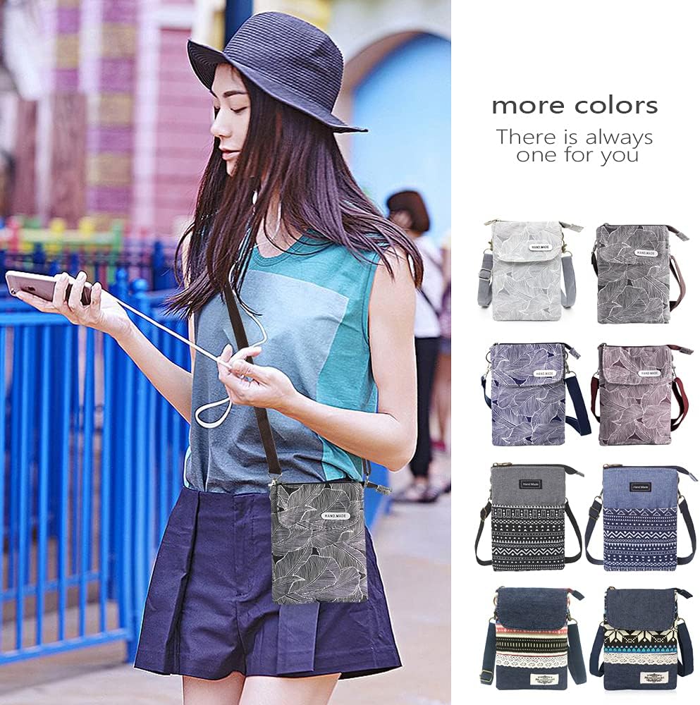 Roomy Cell Phone Purse Wallet Canvas Small Crossbody Purse Bags with Shoulder Strap For Women teen girlsl | Roomy