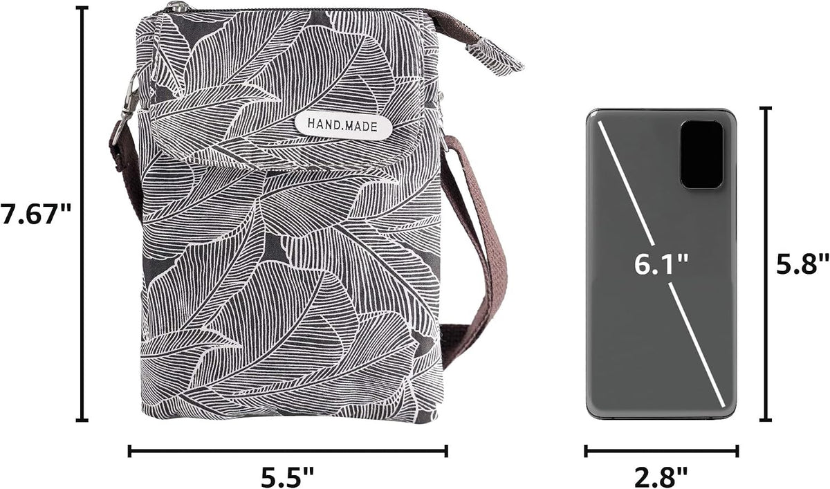 Roomy Cell Phone Purse Wallet Canvas Small Crossbody Purse Bags with Shoulder Strap For Women teen girlsl | Roomy