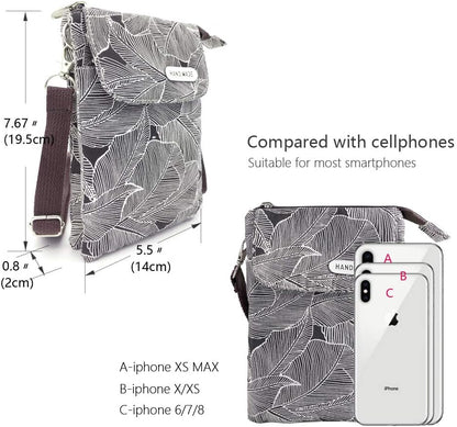 Roomy Cell Phone Purse Wallet Canvas Small Crossbody Purse Bags with Shoulder Strap For Women teen girlsl | Roomy