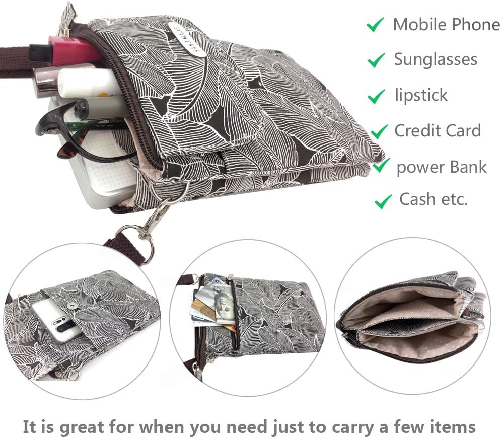 Roomy Cell Phone Purse Wallet Canvas Small Crossbody Purse Bags with Shoulder Strap For Women teen girlsl | Roomy