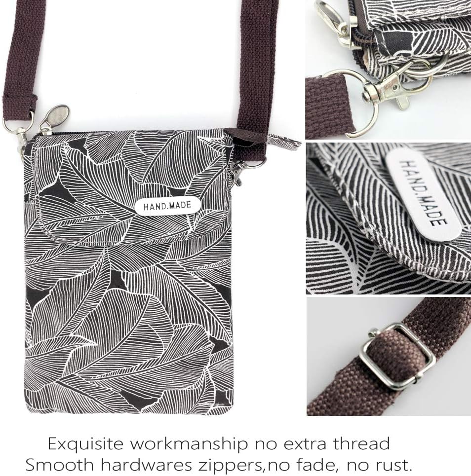Roomy Cell Phone Purse Wallet Canvas Small Crossbody Purse Bags with Shoulder Strap For Women teen girlsl | Roomy