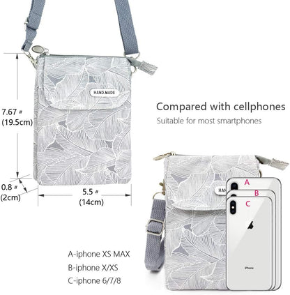 Roomy Cell Phone Purse Wallet Canvas Small Crossbody Purse Bags with Shoulder Strap For Women teen girlsl | Roomy