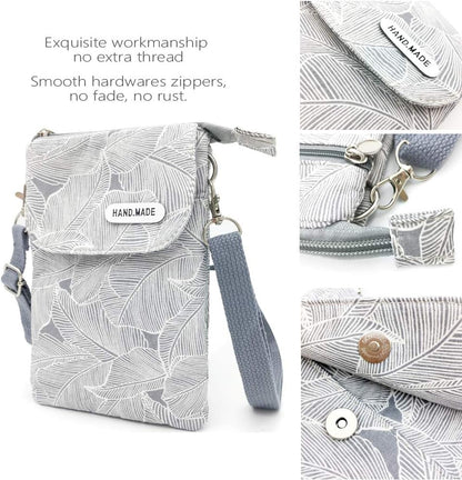 Roomy Cell Phone Purse Wallet Canvas Small Crossbody Purse Bags with Shoulder Strap For Women teen girlsl | Roomy
