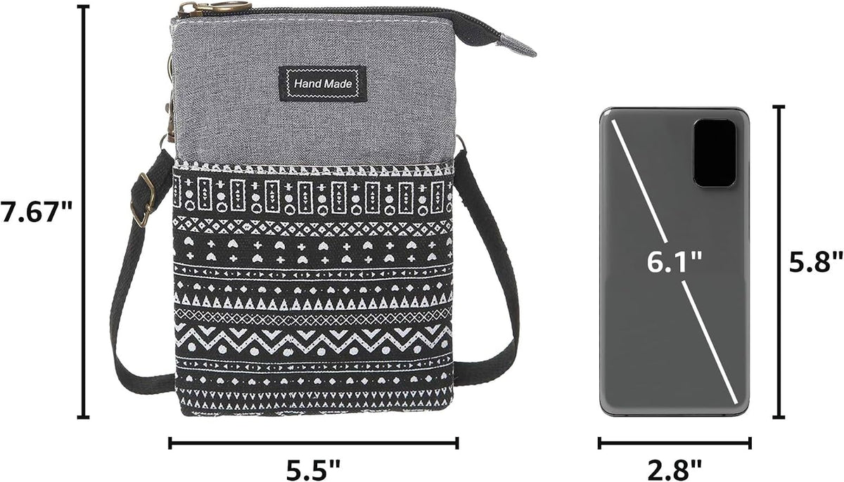 Roomy Cell Phone Purse Wallet Canvas Small Crossbody Purse Bags with Shoulder Strap For Women teen girlsl | Roomy
