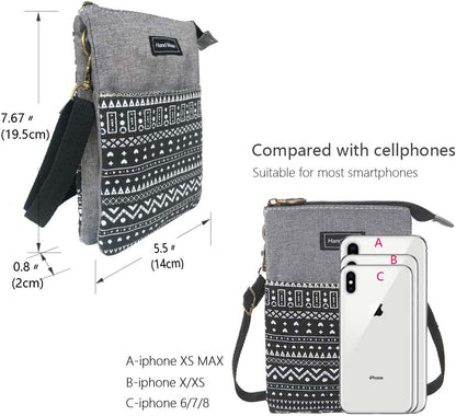 Roomy Cell Phone Purse Wallet Canvas Small Crossbody Purse Bags with Shoulder Strap For Women teen girlsl | Roomy