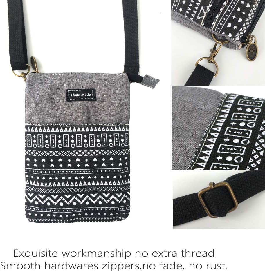 Roomy Cell Phone Purse Wallet Canvas Small Crossbody Purse Bags with Shoulder Strap For Women teen girlsl | Roomy