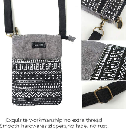 Roomy Cell Phone Purse Wallet Canvas Small Crossbody Purse Bags with Shoulder Strap For Women teen girlsl | Roomy
