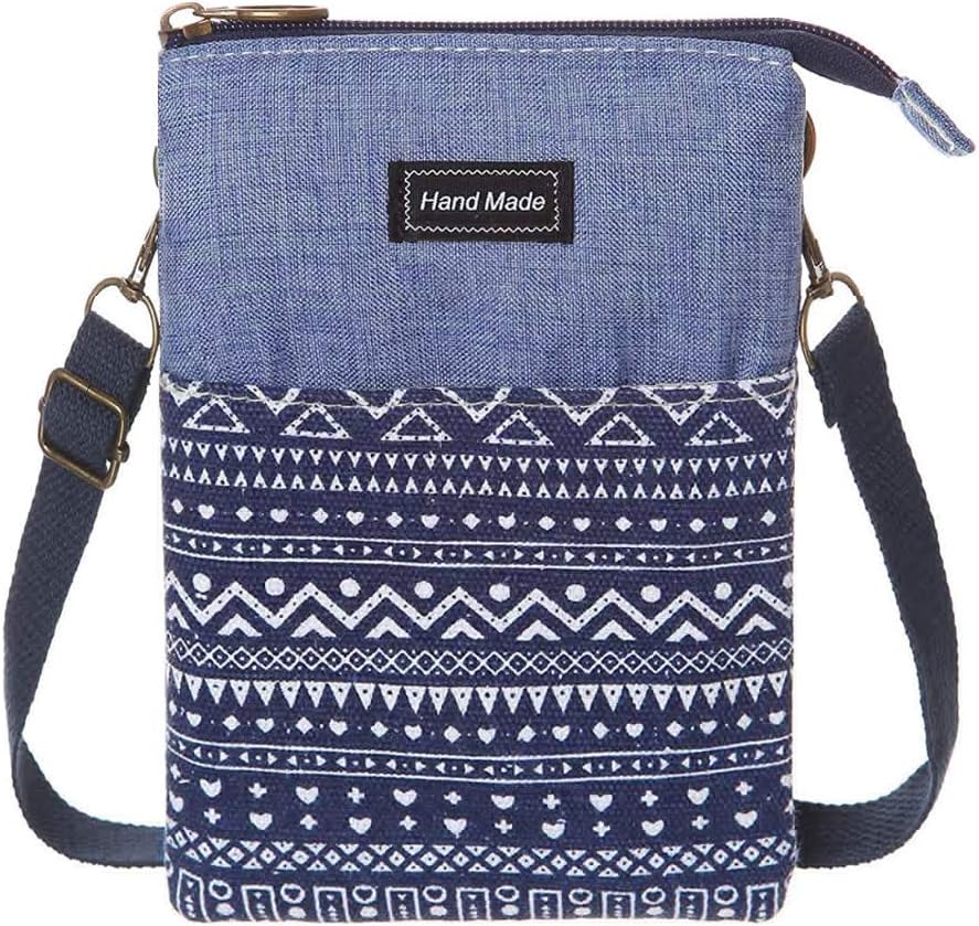 Roomy Cell Phone Purse Wallet Canvas Small Crossbody Purse Bags with Shoulder Strap For Women teen girlsl | Roomy