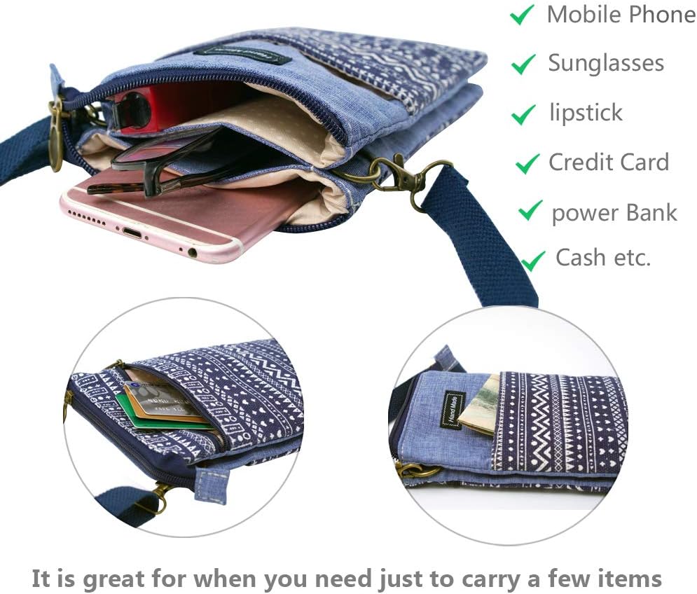 Roomy Cell Phone Purse Wallet Canvas Small Crossbody Purse Bags with Shoulder Strap For Women teen girlsl | Roomy