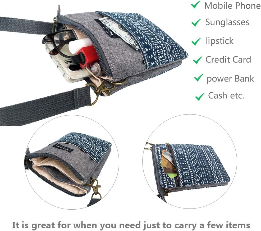 Roomy Cell Phone Purse Wallet Canvas Small Crossbody Purse Bags with Shoulder Strap For Women teen girlsl | Roomy