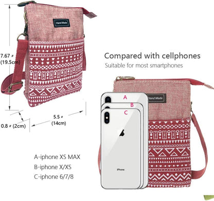 Roomy Cell Phone Purse Wallet Canvas Small Crossbody Purse Bags with Shoulder Strap For Women teen girlsl | Roomy