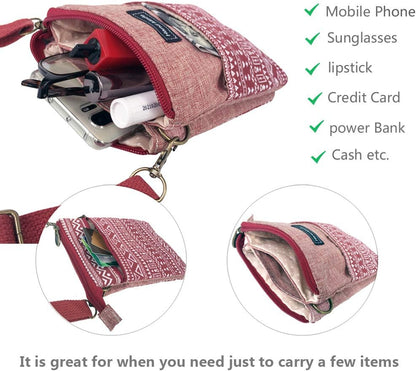 Roomy Cell Phone Purse Wallet Canvas Small Crossbody Purse Bags with Shoulder Strap For Women teen girlsl | Roomy