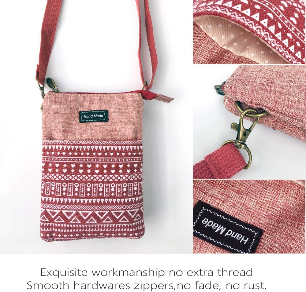 Roomy Cell Phone Purse Wallet Canvas Small Crossbody Purse Bags with Shoulder Strap For Women teen girlsl | Roomy