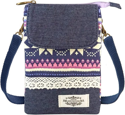 Roomy Cell Phone Purse Wallet Canvas Small Crossbody Purse Bags with Shoulder Strap For Women teen girlsl | Roomy