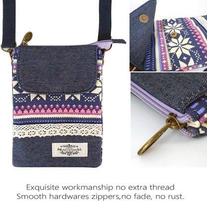 Roomy Cell Phone Purse Wallet Canvas Small Crossbody Purse Bags with Shoulder Strap For Women teen girlsl | Roomy