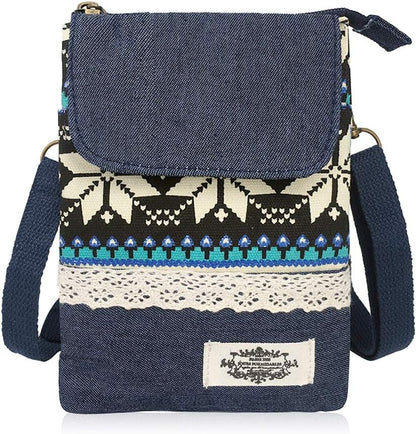 Roomy Cell Phone Purse Wallet Canvas Small Crossbody Purse Bags with Shoulder Strap For Women teen girlsl | Roomy