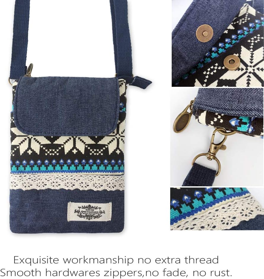 Roomy Cell Phone Purse Wallet Canvas Small Crossbody Purse Bags with Shoulder Strap For Women teen girlsl | Roomy