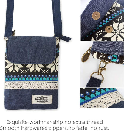 Roomy Cell Phone Purse Wallet Canvas Small Crossbody Purse Bags with Shoulder Strap For Women teen girlsl | Roomy