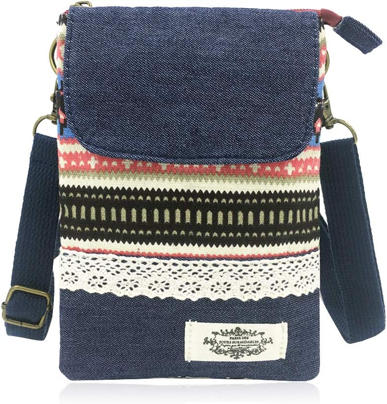 Roomy Cell Phone Purse Wallet Canvas Small Crossbody Purse Bags with Shoulder Strap For Women teen girlsl | Roomy