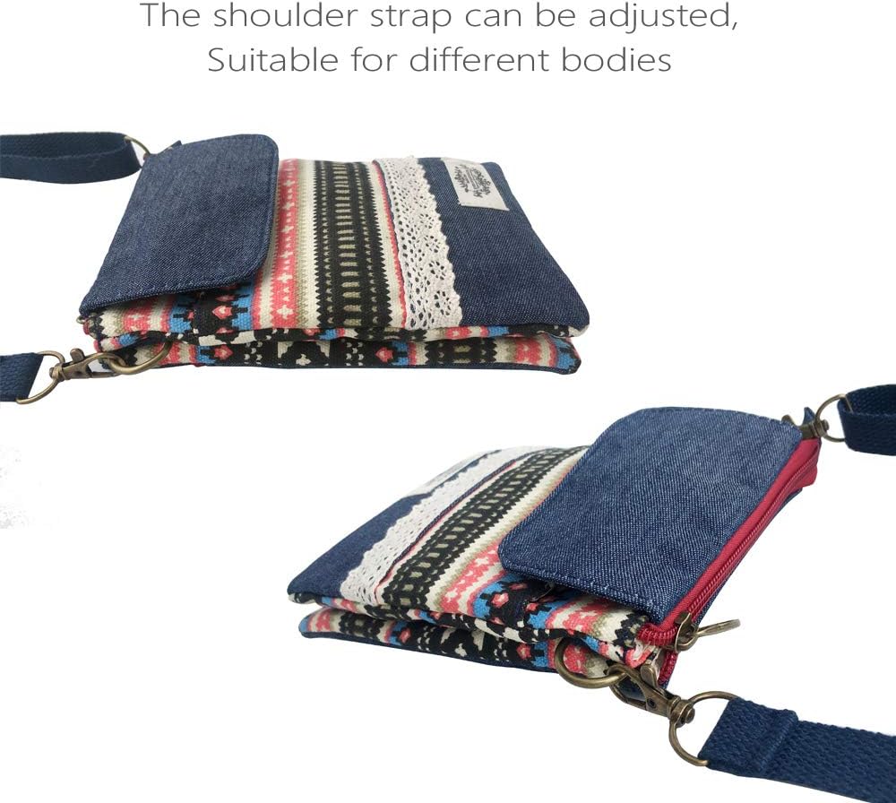 Roomy Cell Phone Purse Wallet Canvas Small Crossbody Purse Bags with Shoulder Strap For Women teen girlsl | Roomy