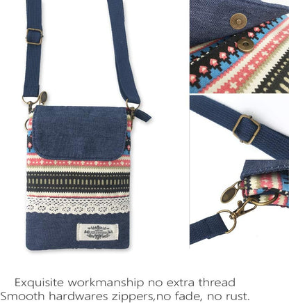 Roomy Cell Phone Purse Wallet Canvas Small Crossbody Purse Bags with Shoulder Strap For Women teen girlsl | Roomy
