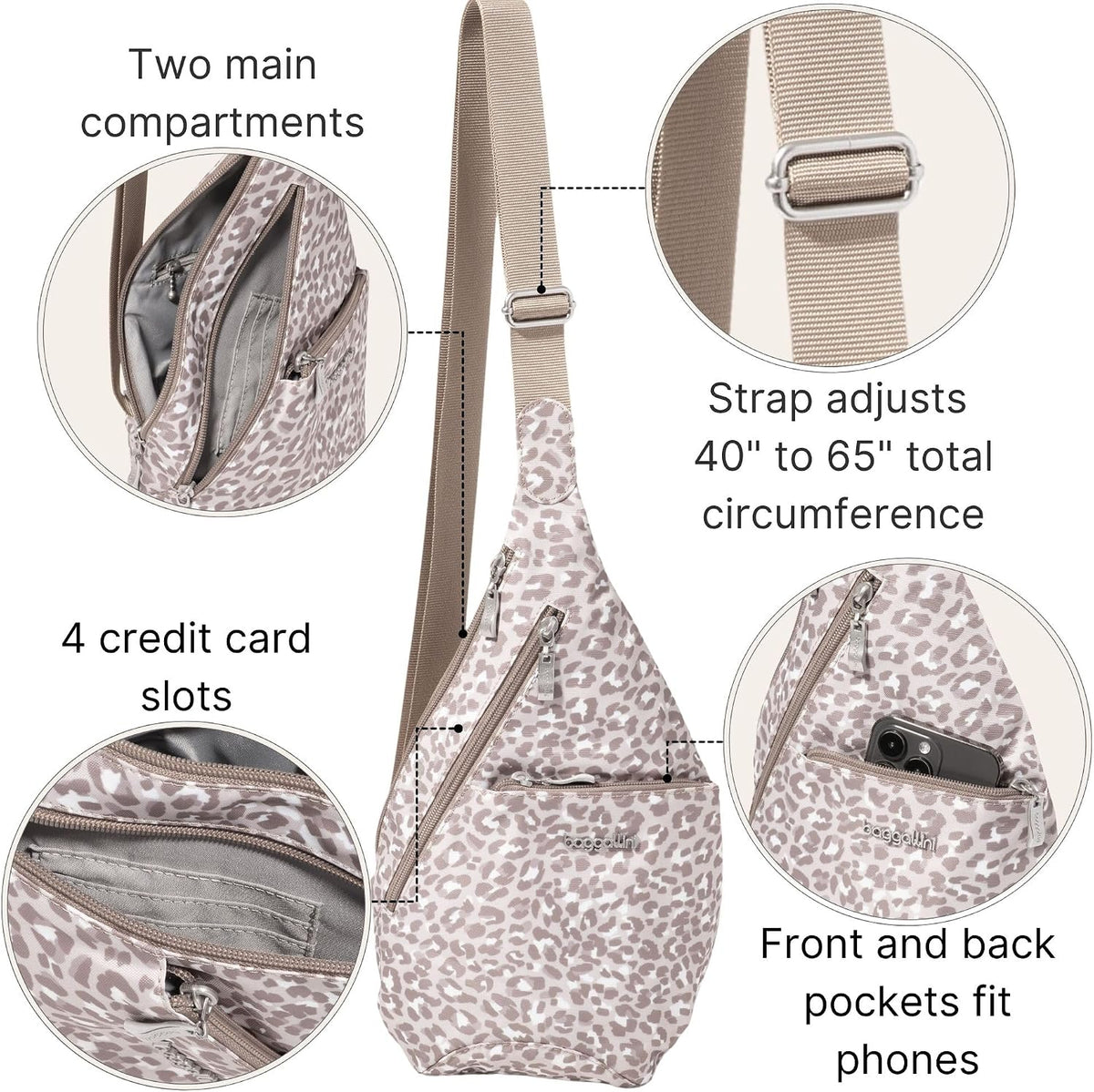 Mini Sling - 12x7 Sling Crossbody Bag Backpack with Adjustable Shoulder Strap