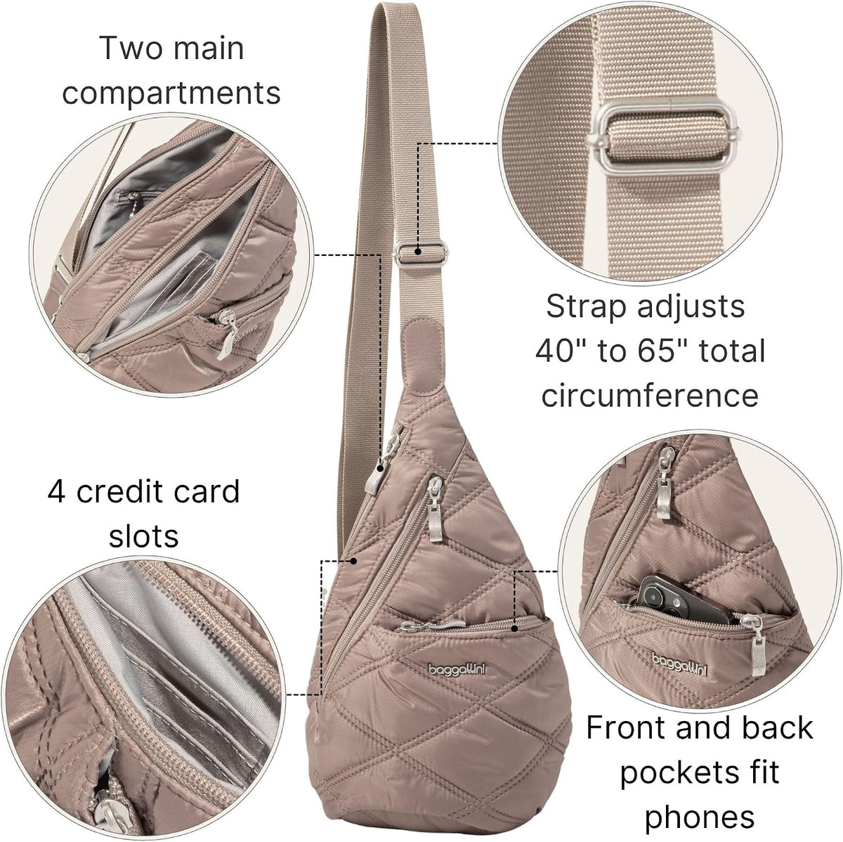 Mini Sling - 12x7 Sling Crossbody Bag Backpack with Adjustable Shoulder Strap