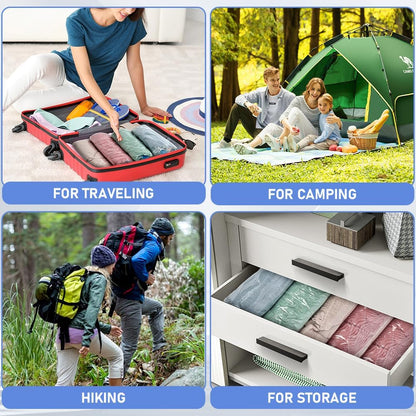 Vacuum Seal Bags for Clothing 8 Pack, Roll-Up Compression, No Need for Machine or Pump, Space Saver Vacuum Storage Bags for Travel Clothes, Compression Packing Cubes for Luggage and Suitcase