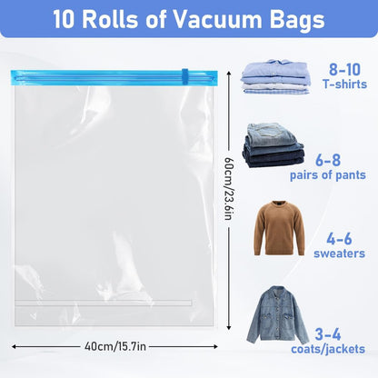 Vacuum Seal Bags for Clothing 8 Pack, Roll-Up Compression, No Need for Machine or Pump, Space Saver Vacuum Storage Bags for Travel Clothes, Compression Packing Cubes for Luggage and Suitcase