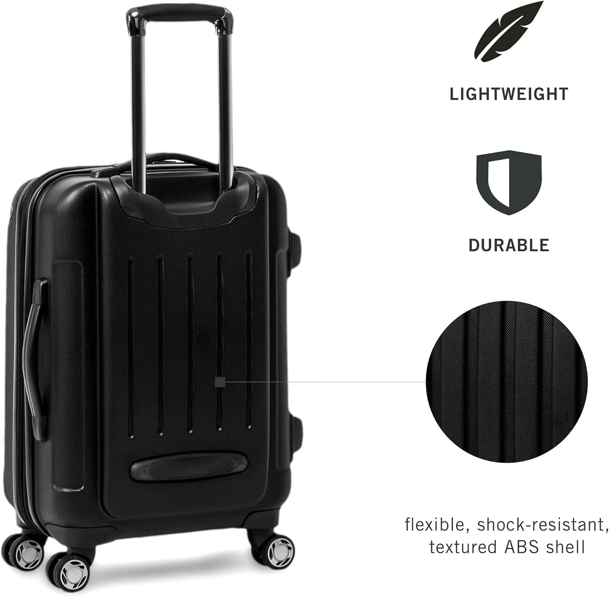 REACTION Renegade Luggage Expandable 8-Wheel Spinner Lightweight Hardside Suitcase, Navy Blue, 20-Inch Carry On