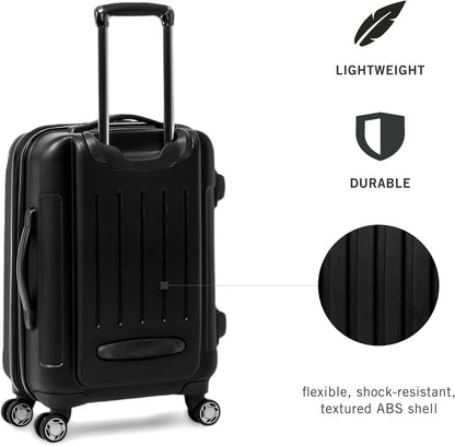 REACTION Renegade Luggage Expandable 8-Wheel Spinner Lightweight Hardside Suitcase, Navy Blue, 20-Inch Carry On