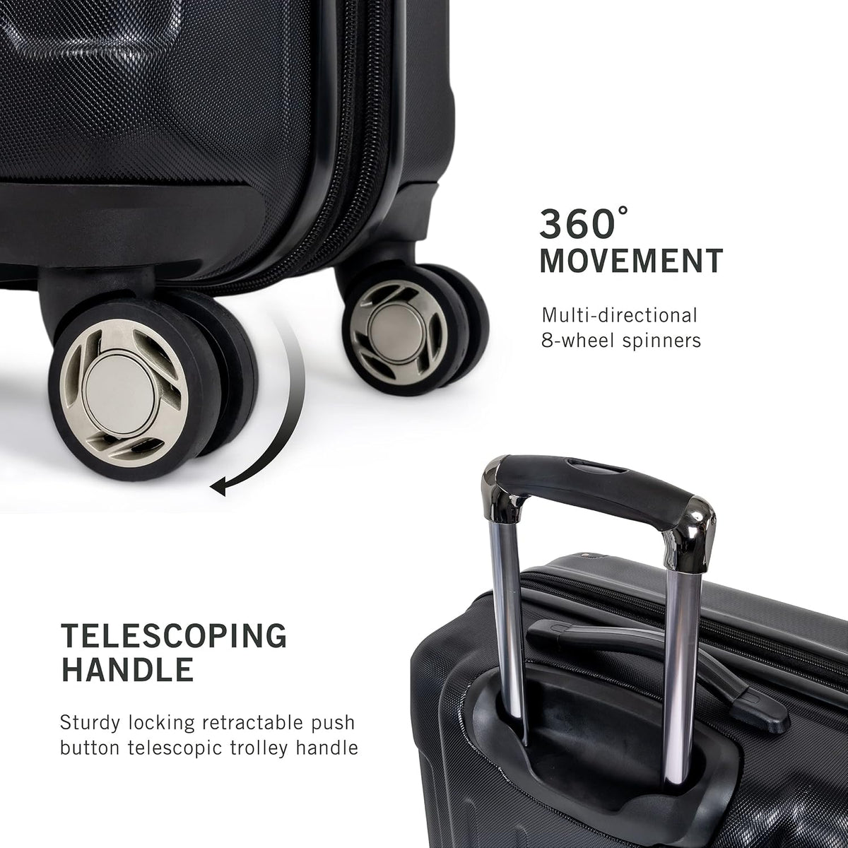 REACTION Renegade Luggage Expandable 8-Wheel Spinner Lightweight Hardside Suitcase, Navy Blue, 20-Inch Carry On