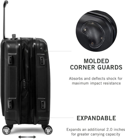 REACTION Renegade Luggage Expandable 8-Wheel Spinner Lightweight Hardside Suitcase, Navy Blue, 20-Inch Carry On
