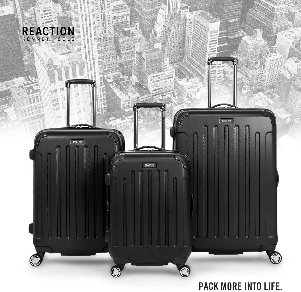 REACTION Renegade Luggage Expandable 8-Wheel Spinner Lightweight Hardside Suitcase, Navy Blue, 20-Inch Carry On