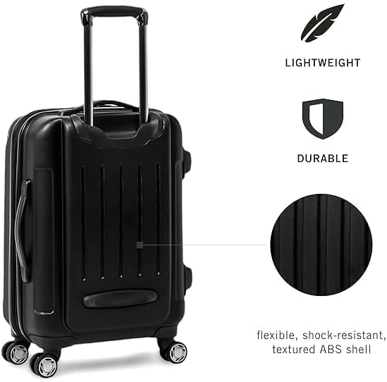 REACTION Renegade Luggage Expandable 8-Wheel Spinner Lightweight Hardside Suitcase, Navy Blue, 20-Inch Carry On