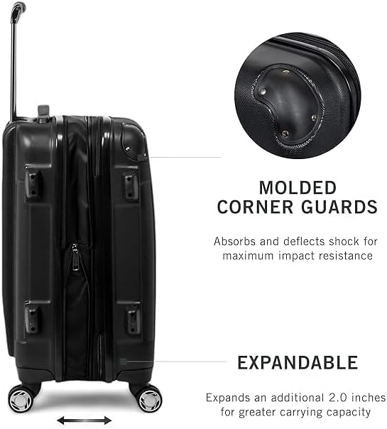 REACTION Renegade Luggage Expandable 8-Wheel Spinner Lightweight Hardside Suitcase, Navy Blue, 20-Inch Carry On