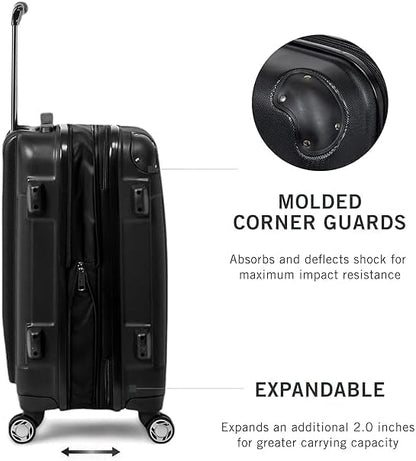 REACTION Renegade Luggage Expandable 8-Wheel Spinner Lightweight Hardside Suitcase, Navy Blue, 20-Inch Carry On